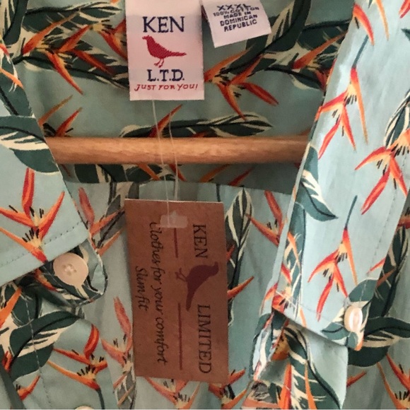 NWT Mens Tropical Bird of Paradise Aqua Shirt XXXL - Picture 3 of 7